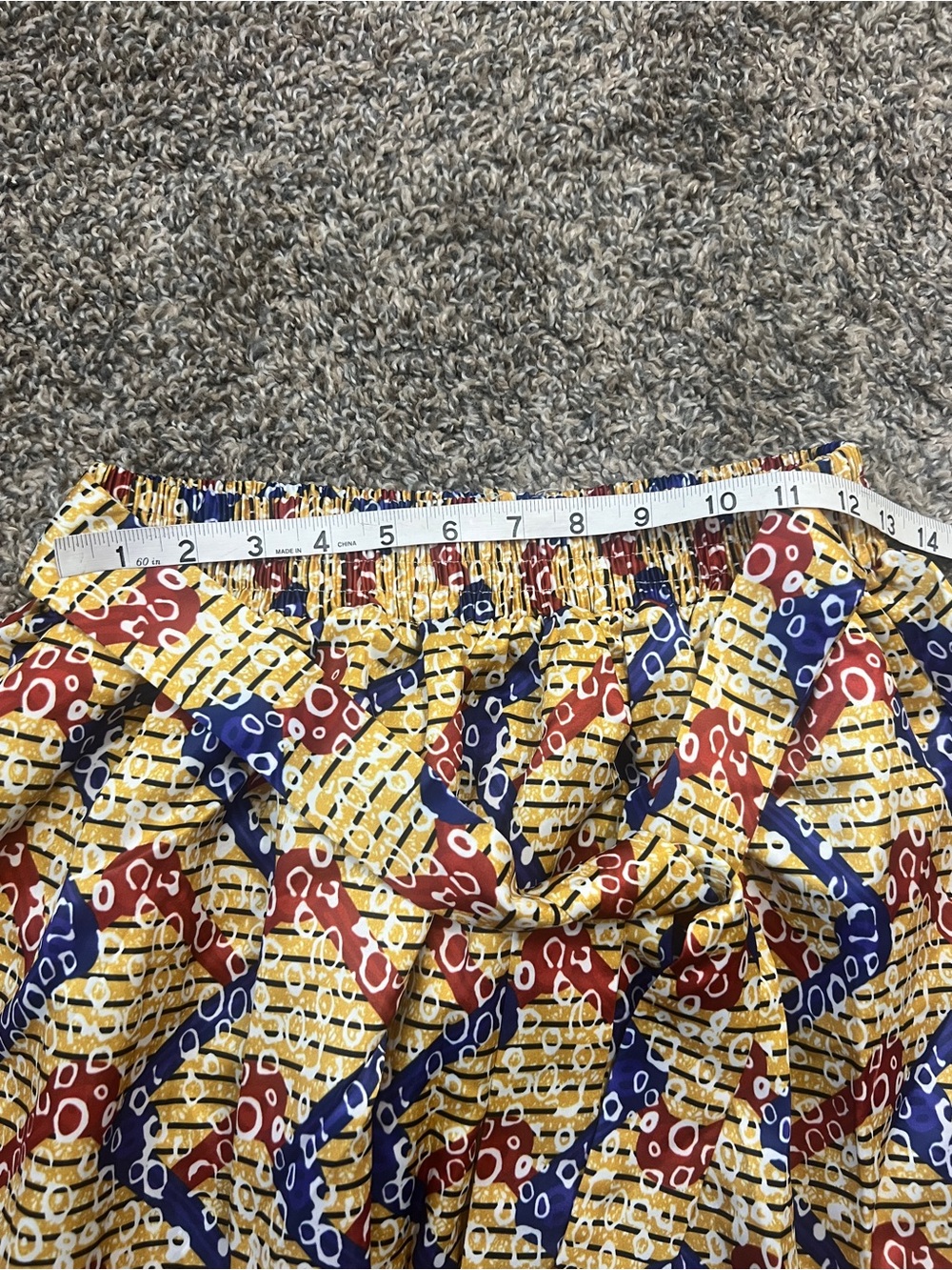 Festival Ready Patterned Maxi Skirt with Pockets - Navy, Yellow & Red - Picture 5 of 6